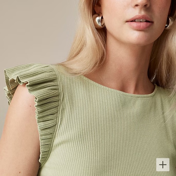 Ivory Ruffle Sleeve Ribbed Top - Picture 3 of 6